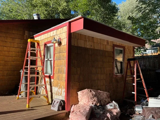 Roof edge and fascia during exterior finishing work